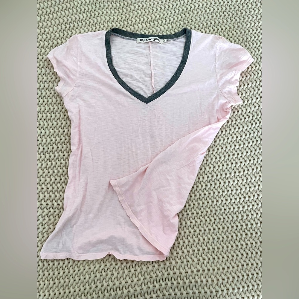 Michael Stars - One Size, Light Pink V-Neck Tee.